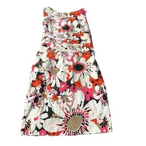 London Times women's size 6 white floral sleeveless dress with open back